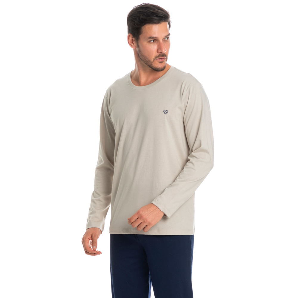 Pijama Masculino Longo Dado Tombini Azul-marinho - Imagem 1