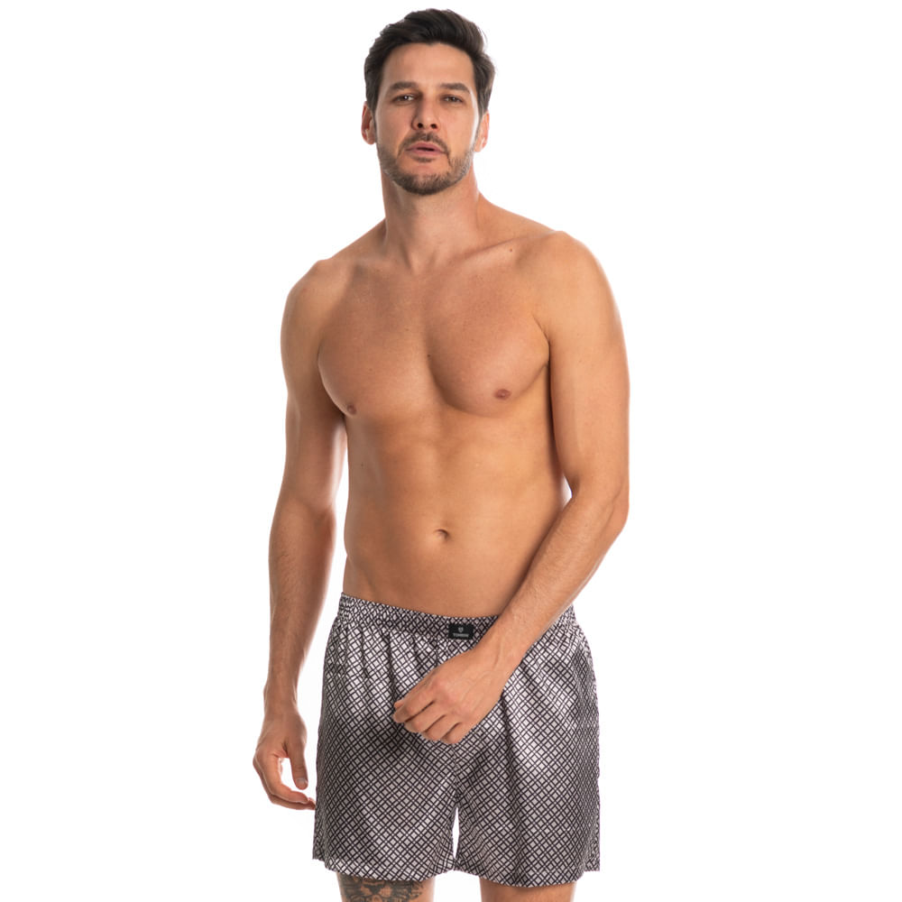 Boxer Masculina Estampada Enzo Tombini Preto - Imagem 1