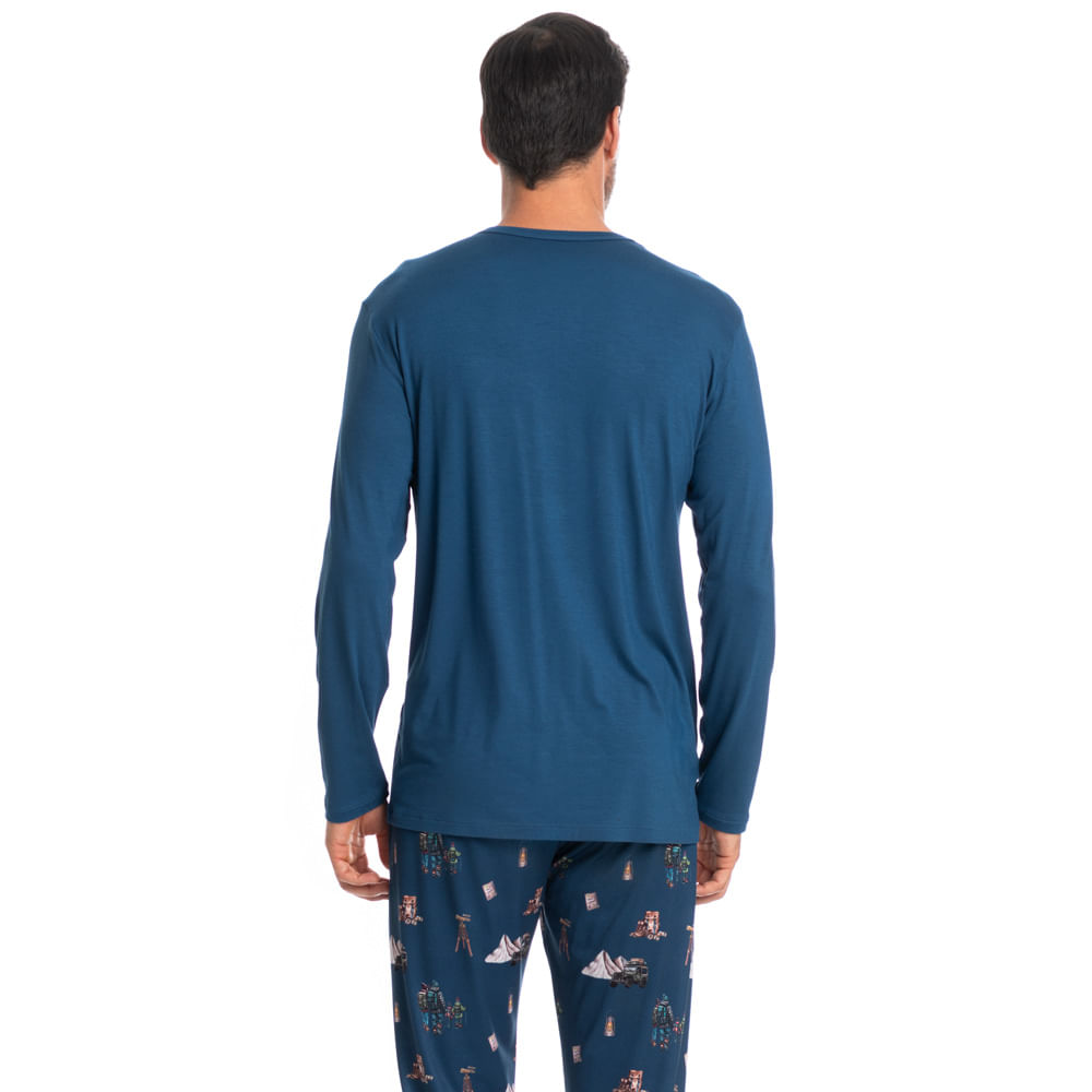 Pijama Masculino Longo Trekking Tombini Azul-2 - Imagem 2