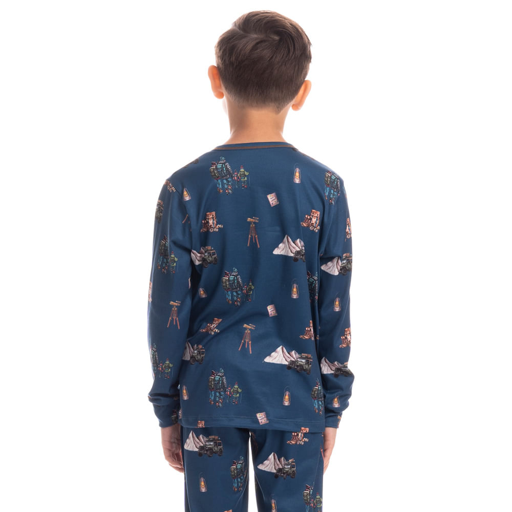 Pijama Infantil Longo Unissex Trekking Azul-2 - Imagem 2