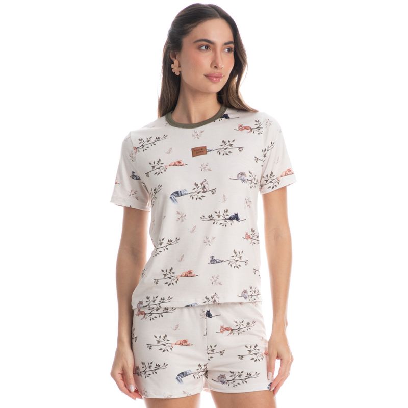 Pijama-Feminino-Curto-Cats-Winter-Fiends