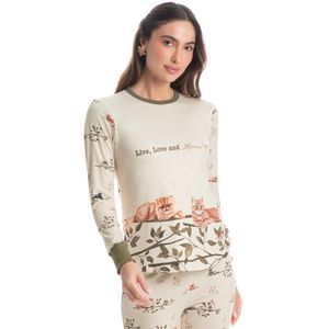 Pijama Feminino Longo Cats Winter Friends