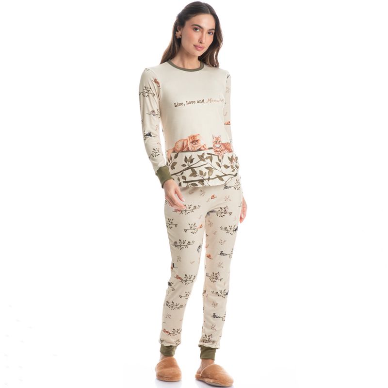 Pijama-Feminino-Longo-Cats-Winter-Friends-
