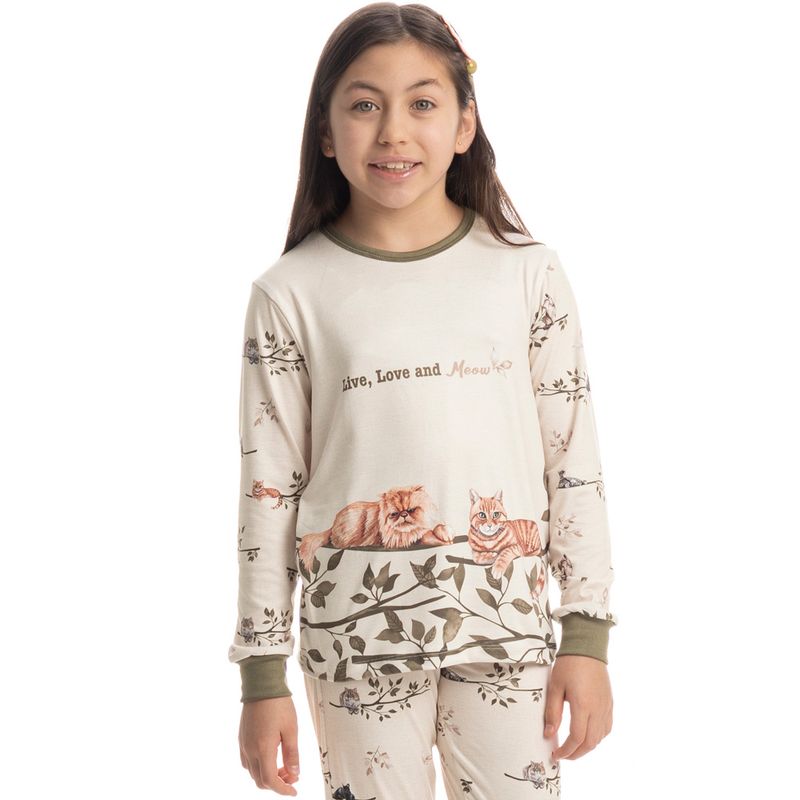 Pijama-Infantil-Unissex-Longo-Cats-Winter-Friends
