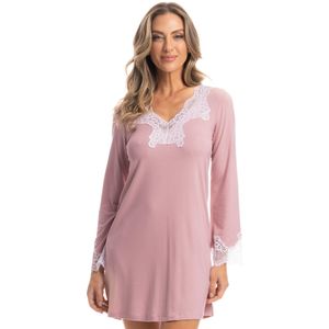 Camisão Manga Longa Com Renda Paula