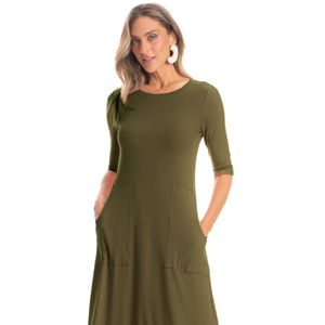 Vestido Com Bolso Canelado