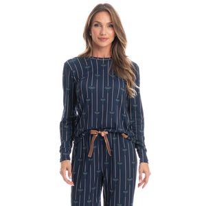 Pijama Feminino Longo Com Punho Origens