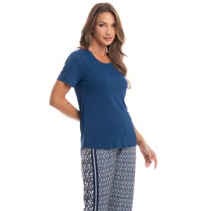 Pijama Feminino Longo Manga Curta Catarina