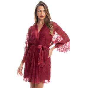 Robe Feminino Curto Em Rendão Cereja