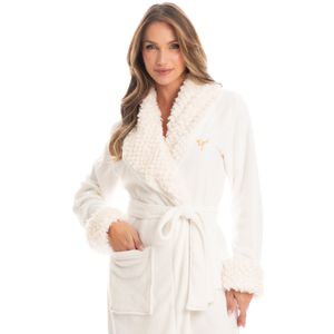 Robe Feminino Longo Em Fleece Com Pelo Giordana