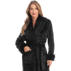 Robe Feminino Longo Em Fleece Com Pelo Giordana