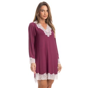 Camisão Manga Longa Com Renda Acácia