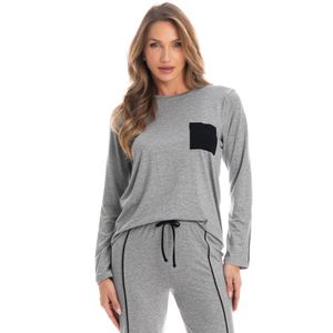 Pijama Feminino Longo Com Bolso Nina
