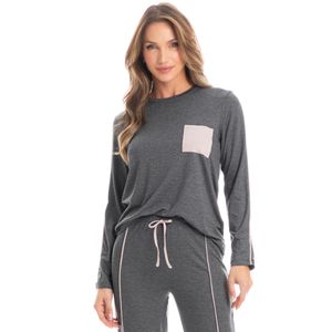 Pijama Feminino Longo Com Bolso Nina