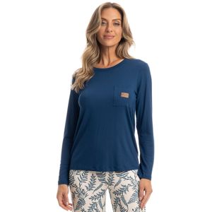 Pijama Feminino Wide Leg Com Bolso Folhas