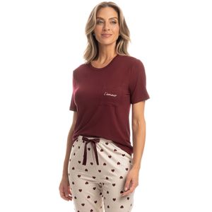 Pijama Feminino Longo Manga Curta Lile
