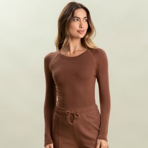 Blusa Manga Longa Modal Canelada Vivame