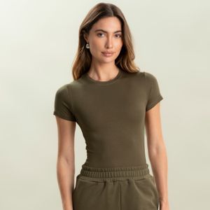Blusa Feminina Manga Curta Khaki Vivame