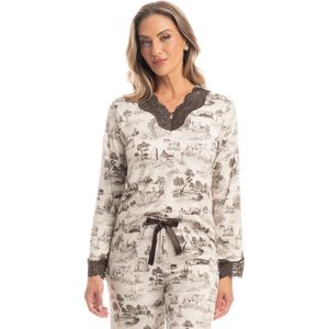 Pijama Feminino Wide Leg Com Renda Hipismo