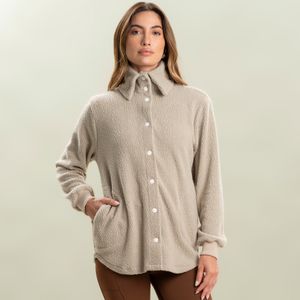 Camisa Abotoada Feminina Mini Sherpa Com Gola Alta Vivame