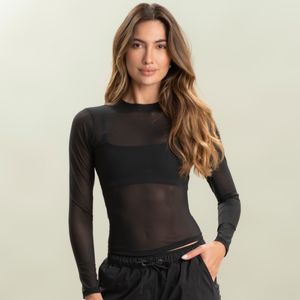 Blusa Feminina Manga Longa De Tule Mesh