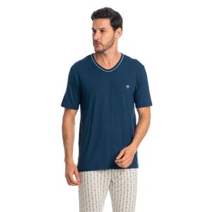 Pijama Masculino Longo Manga Curta Joaquim Tombini