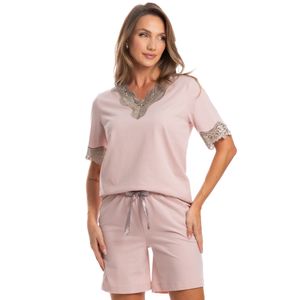 Pijama Feminino Shortão Com Renda Paola