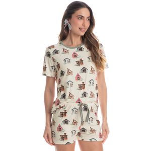 Pijama Feminino Curto Vira Latas