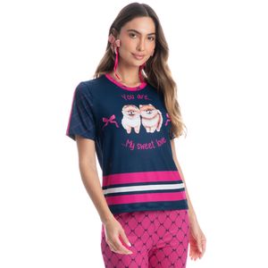 Pijama Feminino Longo Manga Curta Lyla Sweet