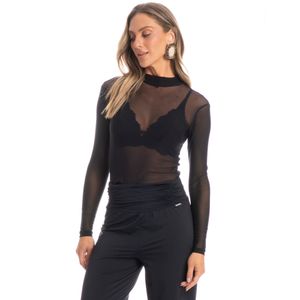 Blusa Feminina Manga Longa De Tule Cocais
