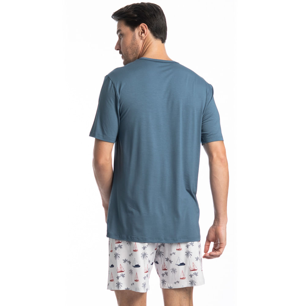 Pijama Masculino Curto Veleiro Tombini Azul-2 - Imagem 2