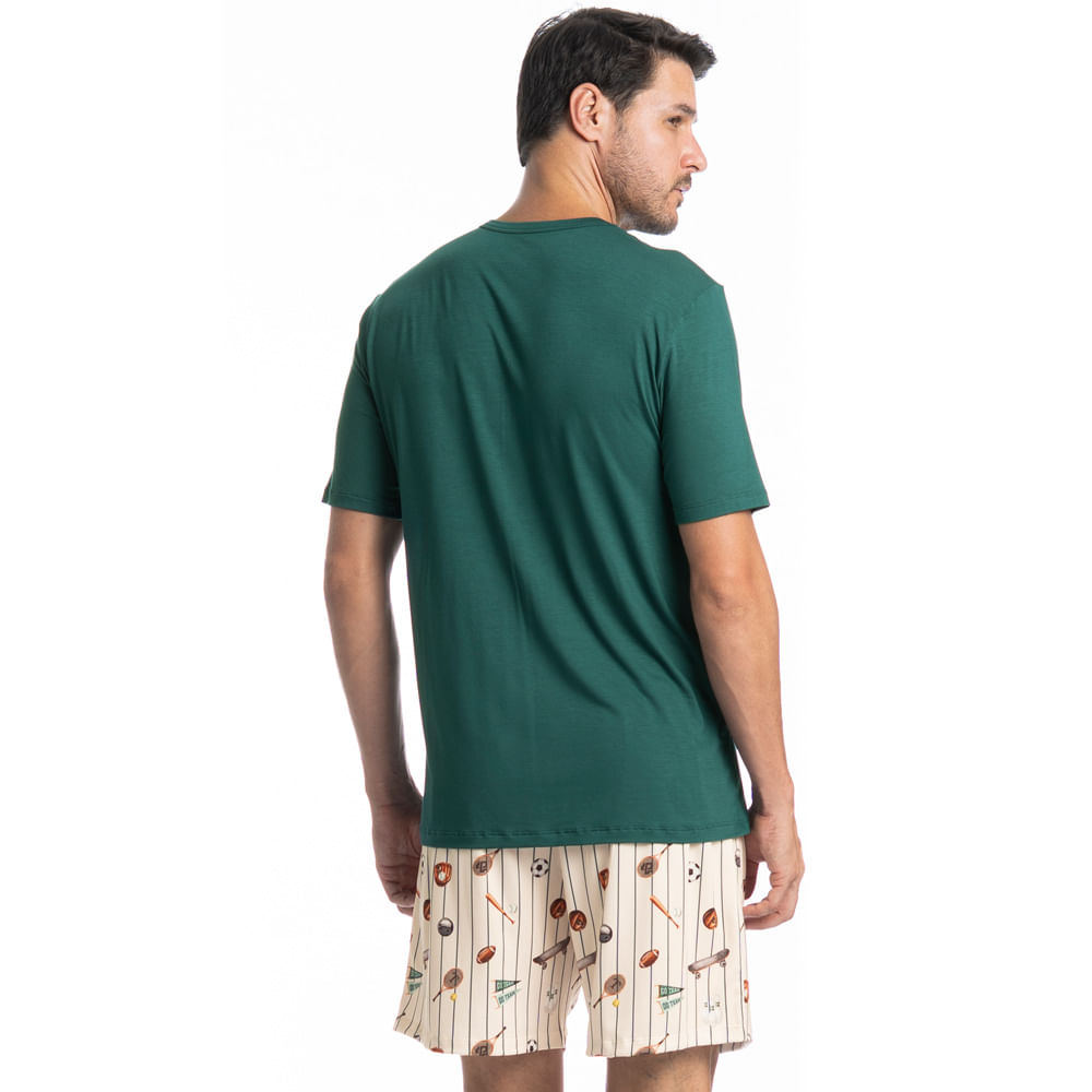 Pijama Masculino Curto Com Bolso Sport Tombini Verde - Imagem 2