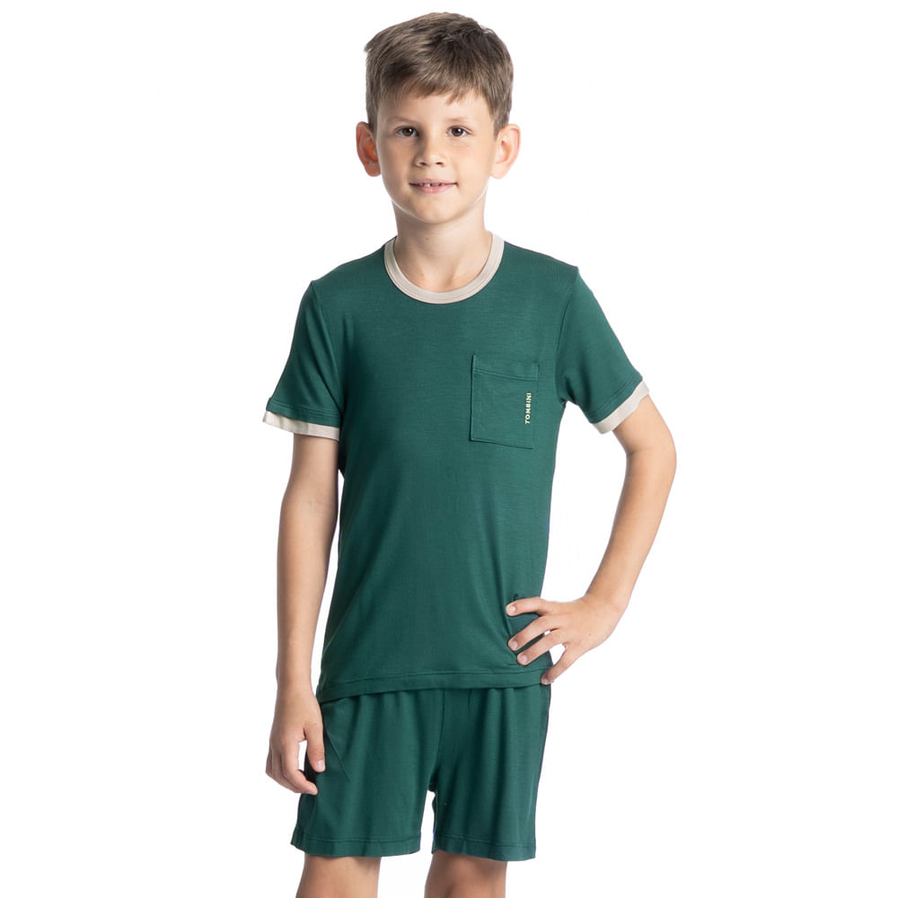 Pijama Curto Infantil Antônio Tombini Verde - Imagem 1