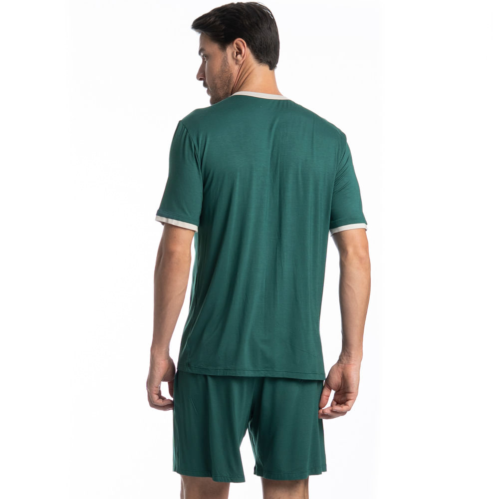 Pijama Masculino Curto Antônio Tombini Verde - Imagem 2