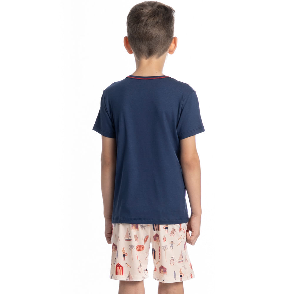 Pijama Masculino Curto Infantil Navy Tombini Azul-marinho - Imagem 2