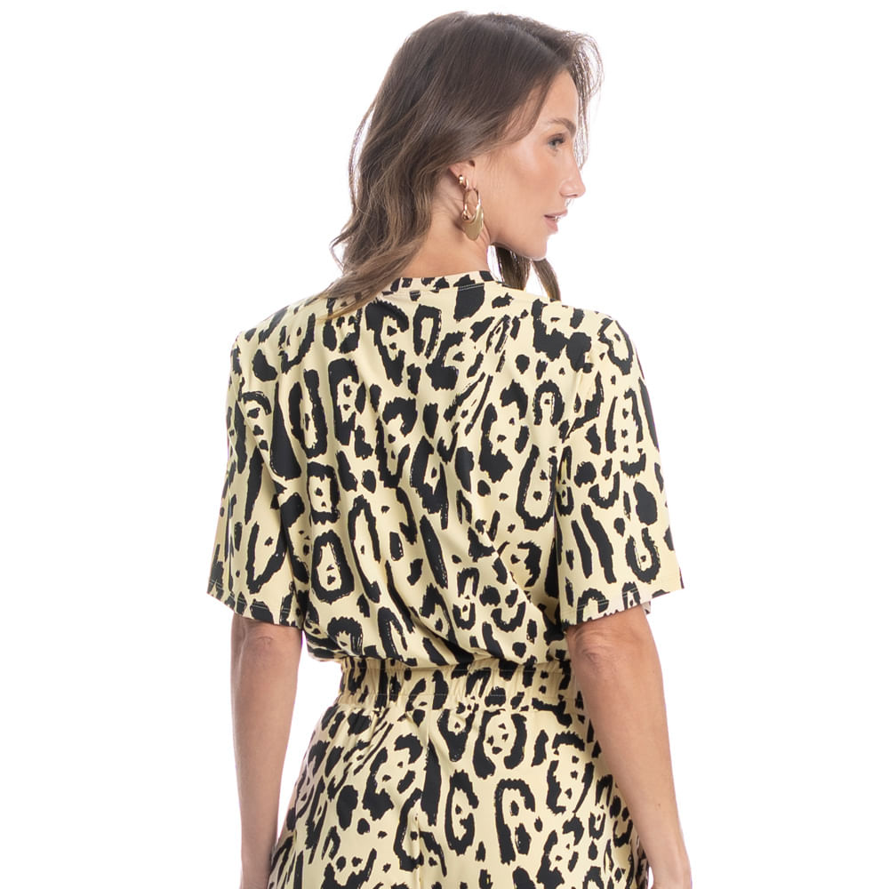 Blusa Ampla Feminina Onça Bege - Imagem 2