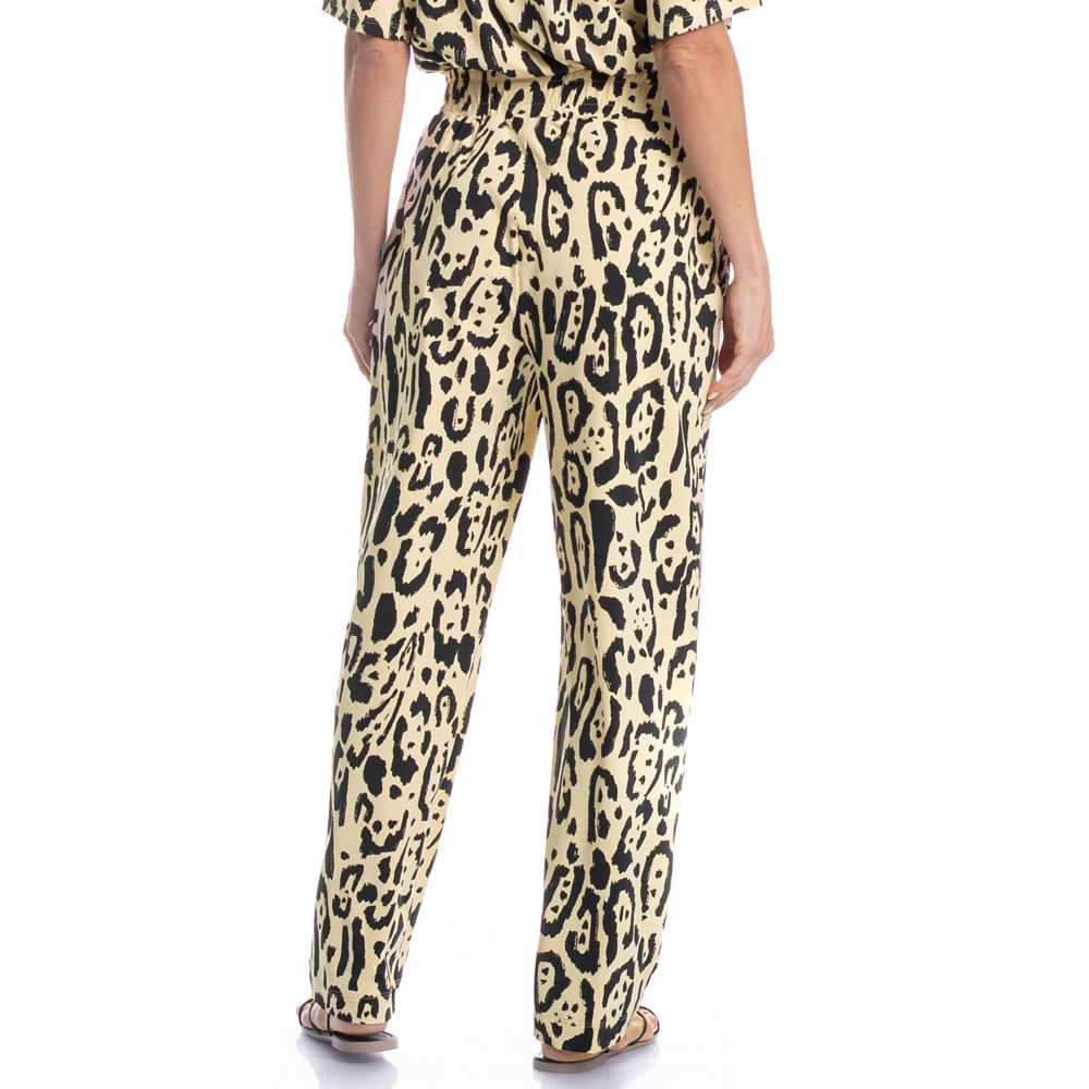Calça Feminina Com Bolso Onça Bege - Imagem 2