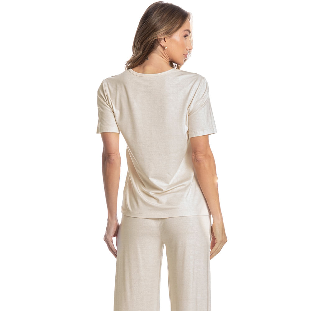 Pijama Longo Manga Curta Dolce Branco - Imagem 2