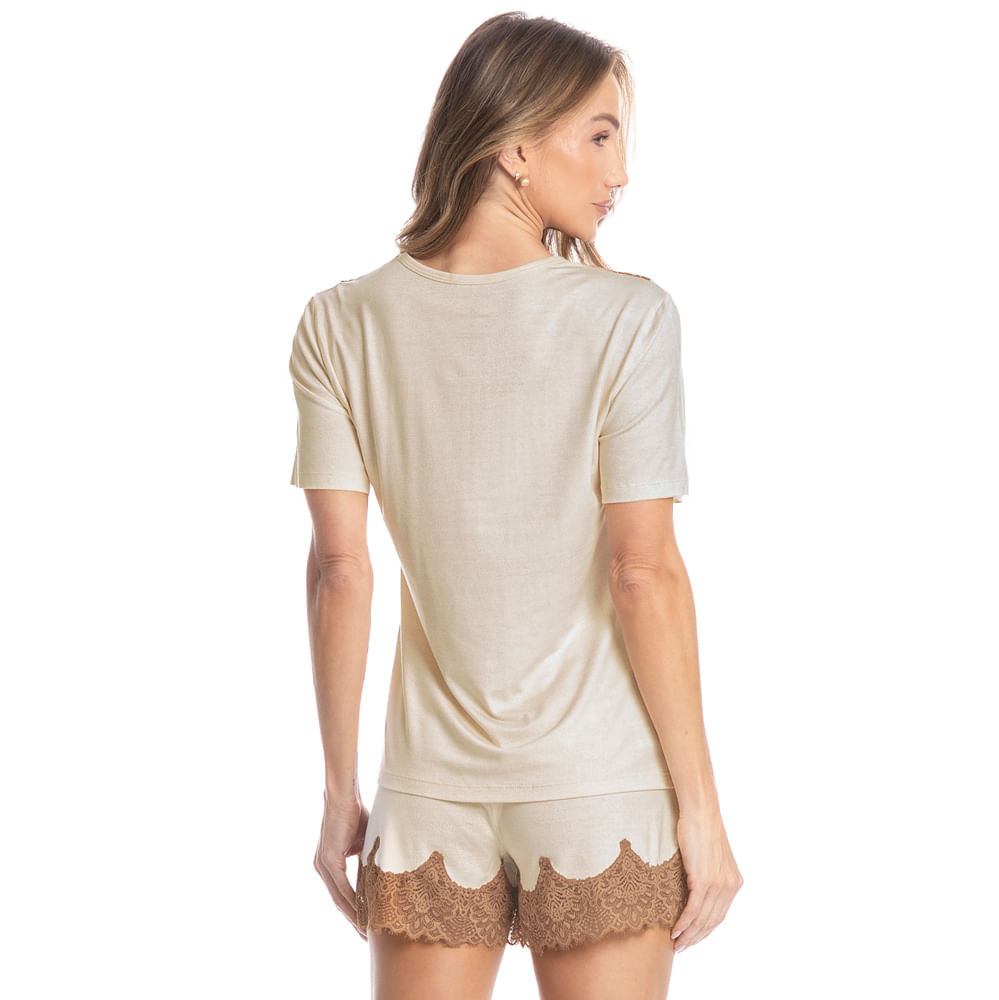 Pijama Curto Com Renda Dolce Branco - Imagem 2