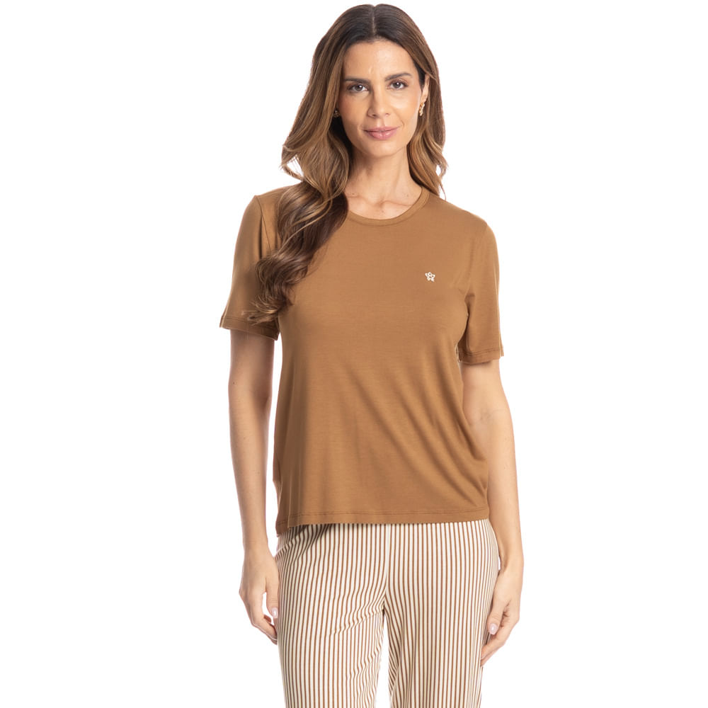 Pijama Feminino Pescador Leila Bege - Imagem 1