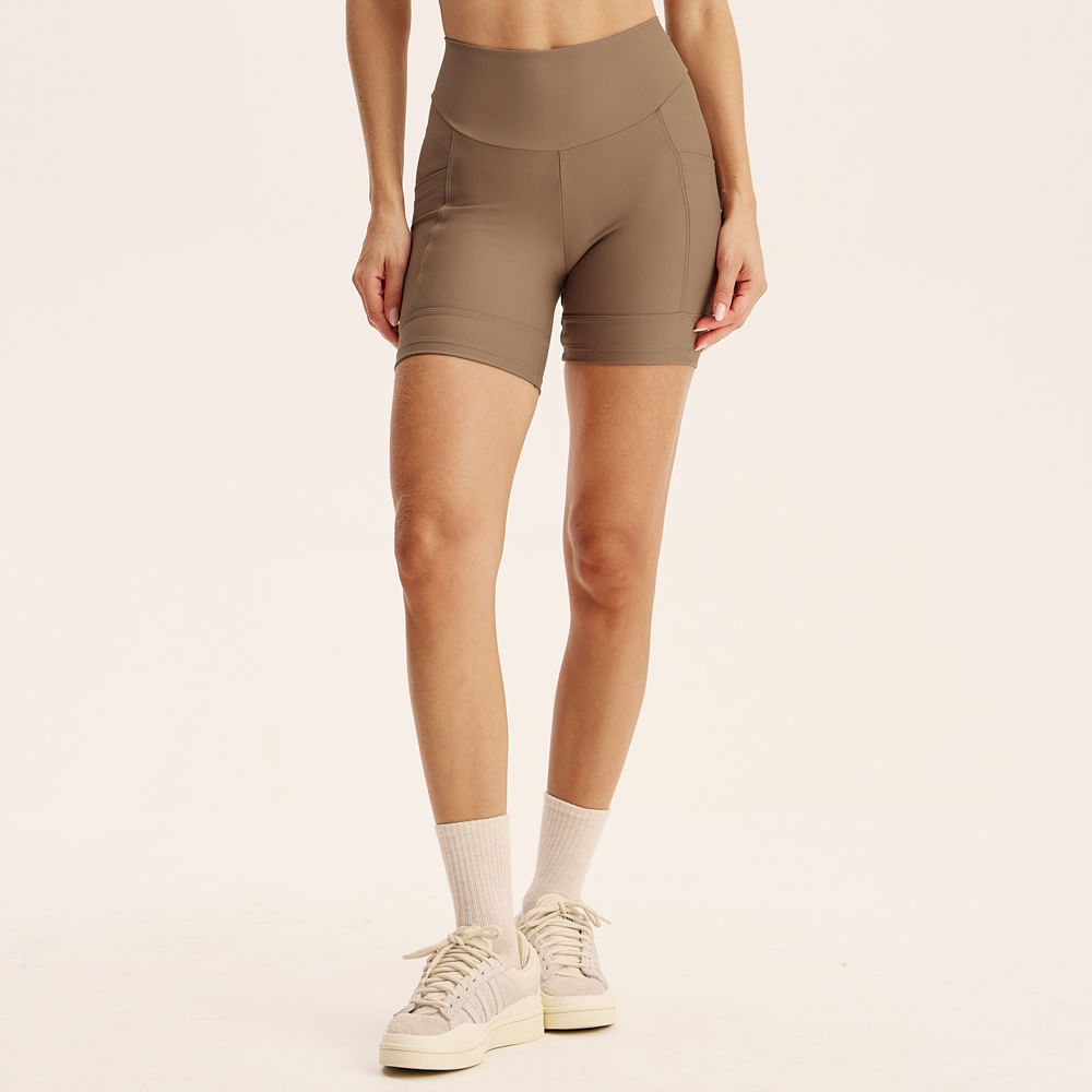Shorts Médio Comfort Shape Com 2 Bolsos Agile Vivame Marrom - Imagem 1