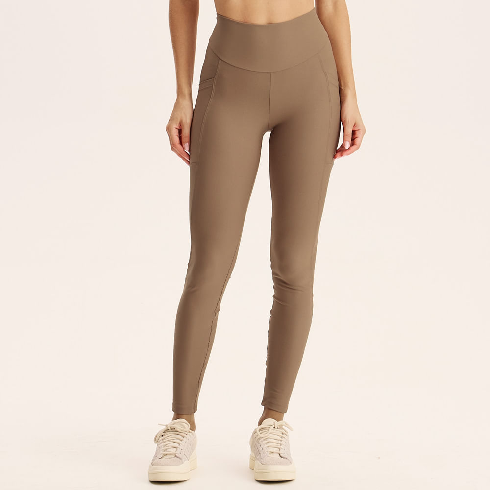 Calça Legging Comfort Shape Com 2 Bolsos Agile Vivame Marrom - Imagem 1