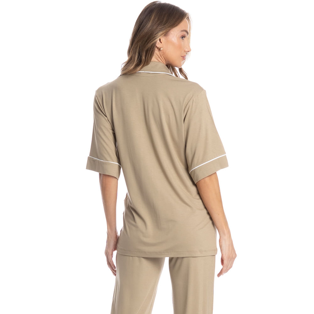 Pijama Longo Manga Curta Americano Samantha Verde - Imagem 2