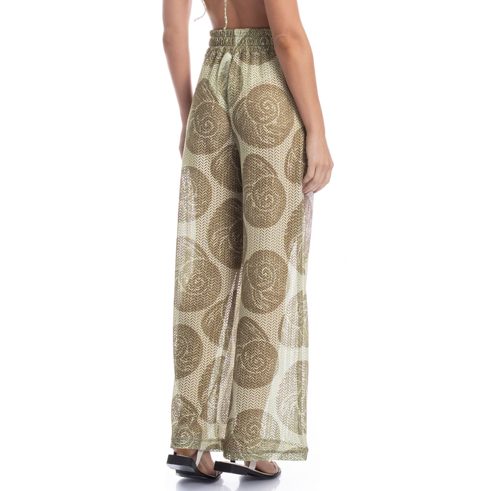 Calça Feminina Ampla Rendão Conchas Verde - Imagem 2