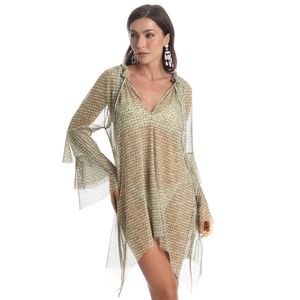 Vestido De Tule Com Babados Conchas