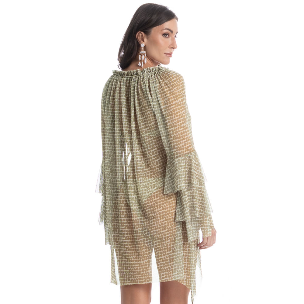 Vestido De Tule Com Babados Conchas Verde - Imagem 2