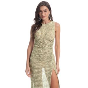 Vestido Midi Tule Franzido Conchas