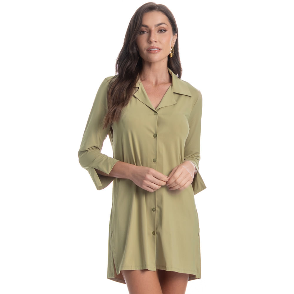 Camisa Feminina Abotoada Verdini Verde - Imagem 1