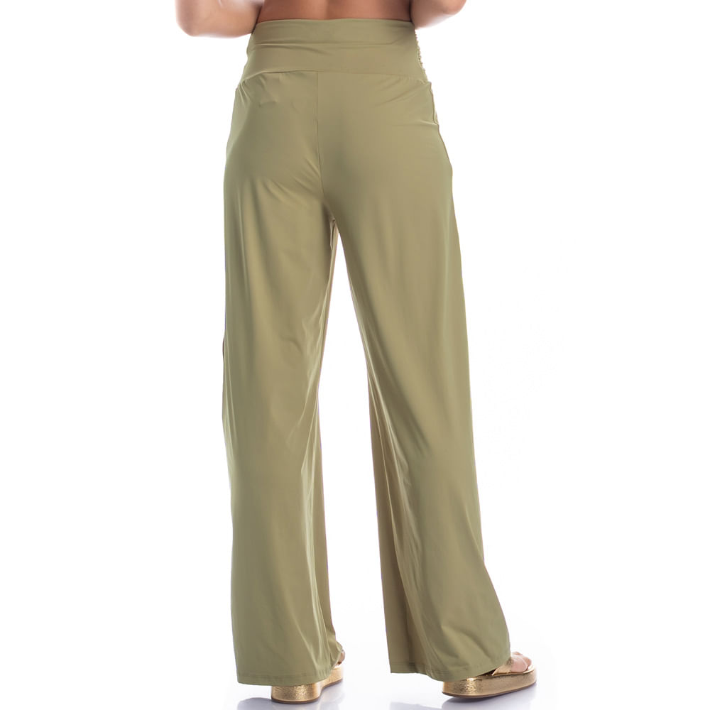 Calça Feminina Com Cós Frontal Franzido Verdini Verde - Imagem 2