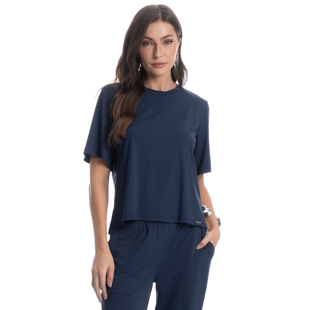 Blusa Ampla Feminina Breeze Azul-marinho - Imagem 1
